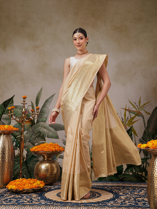 Traditional Ethnic Woven Saree for Onam & Special Occasions with Running Blouse