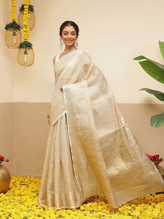 Traditional Ethnic Woven Saree for Onam & Special Occasions with Running Blouse