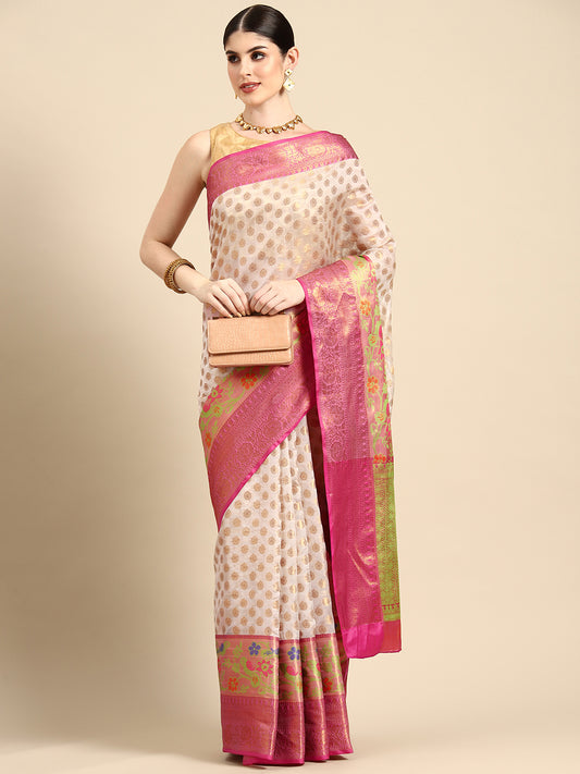 Traditional Ethnic Woven Saree for Onam & Special Occasions with Running Blouse