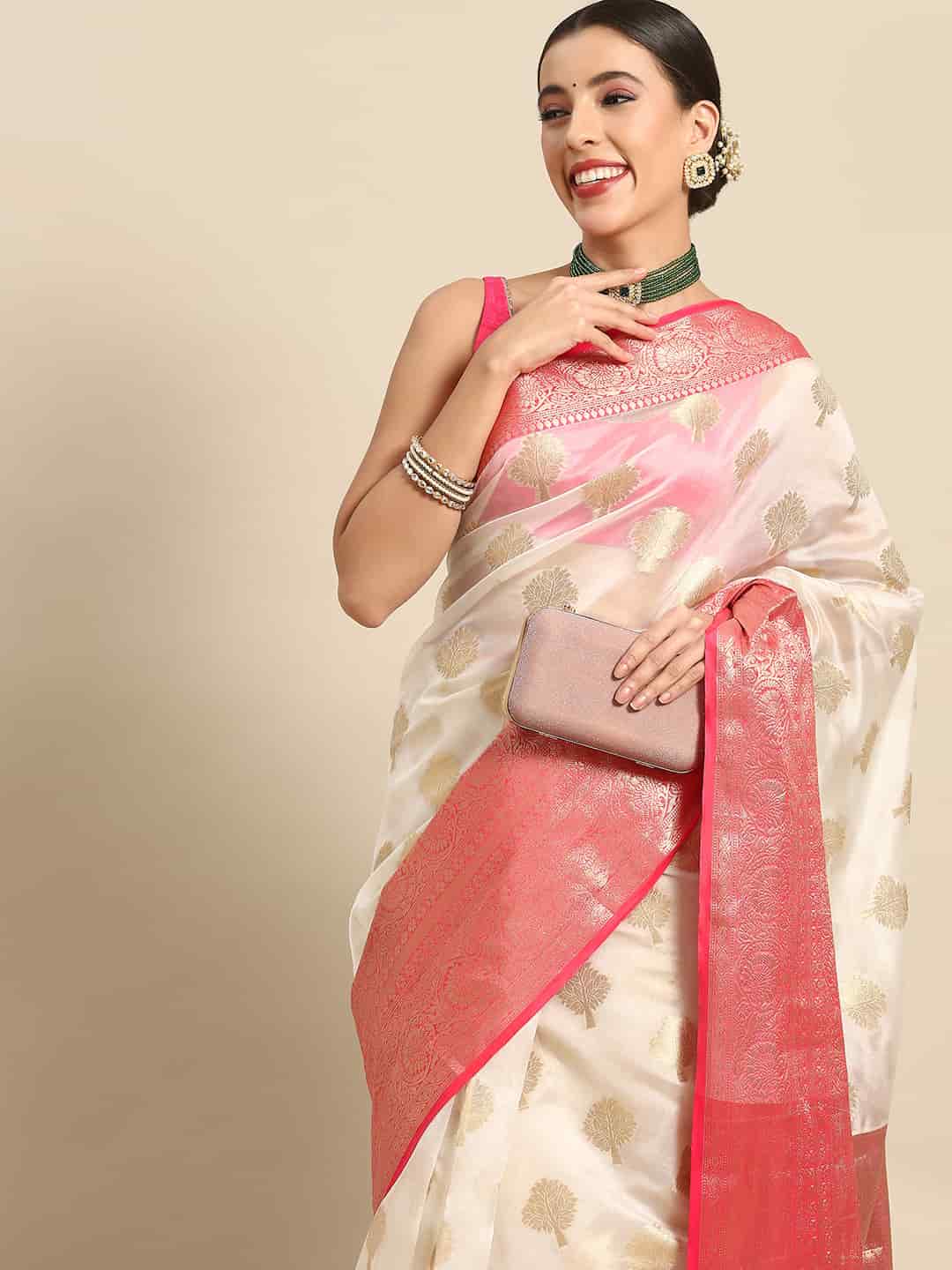 Traditional Ethnic Woven Saree for Onam & Special Occasions with Running Blouse