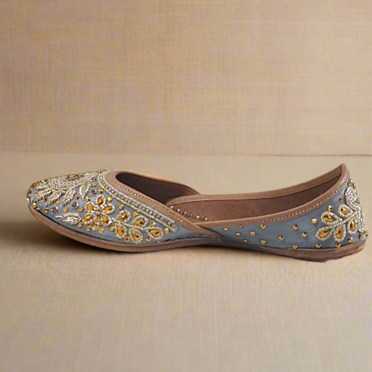 Dual tone blue and golden Jutti