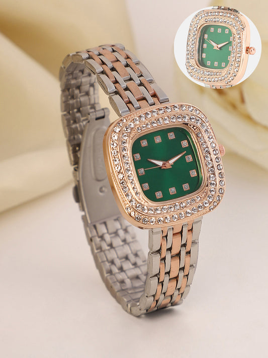 womens the jolie vortex square watch metallic silver rose gold hswc1316