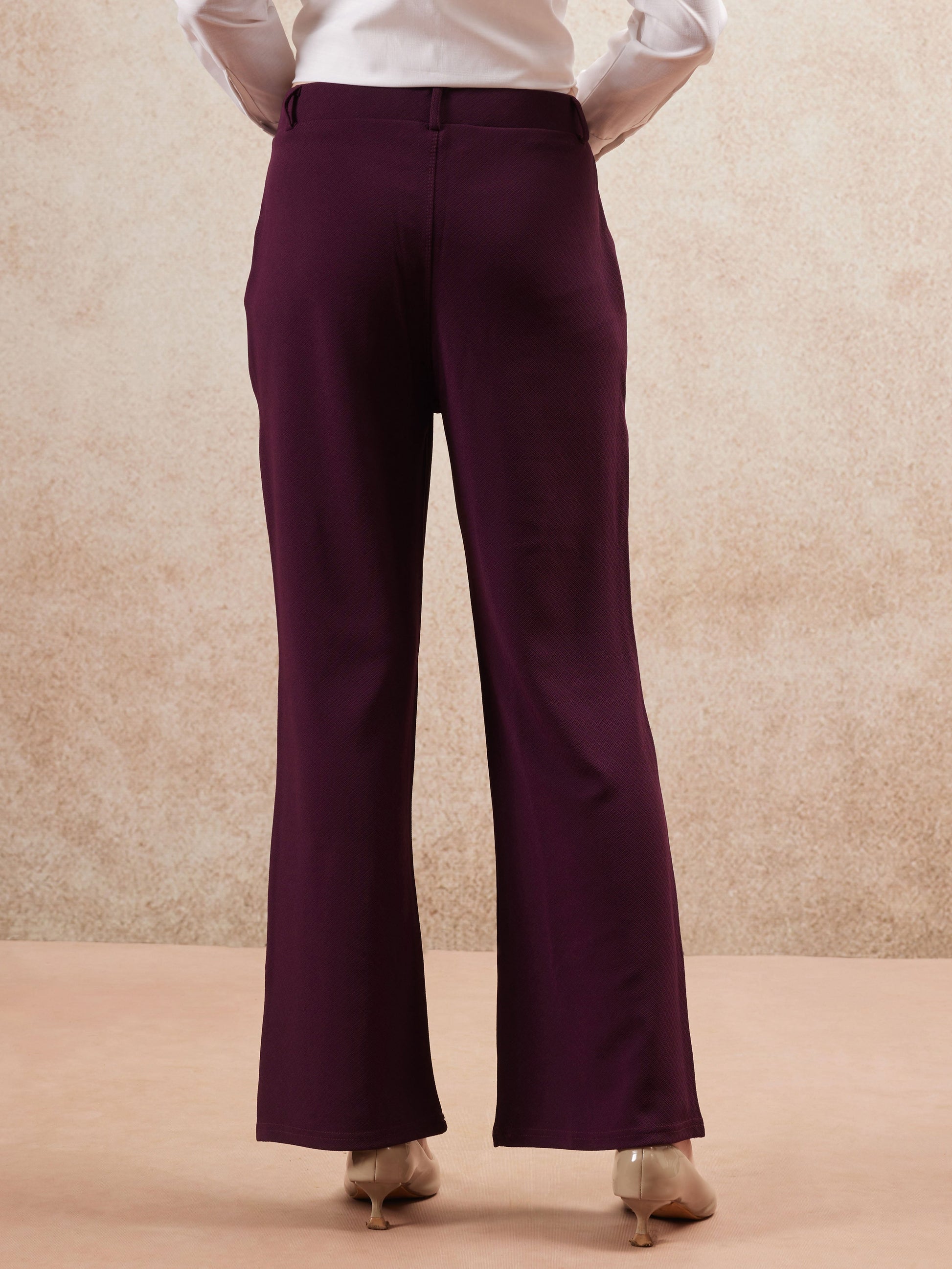 women regular fit high rise bootcut trousers copy 2