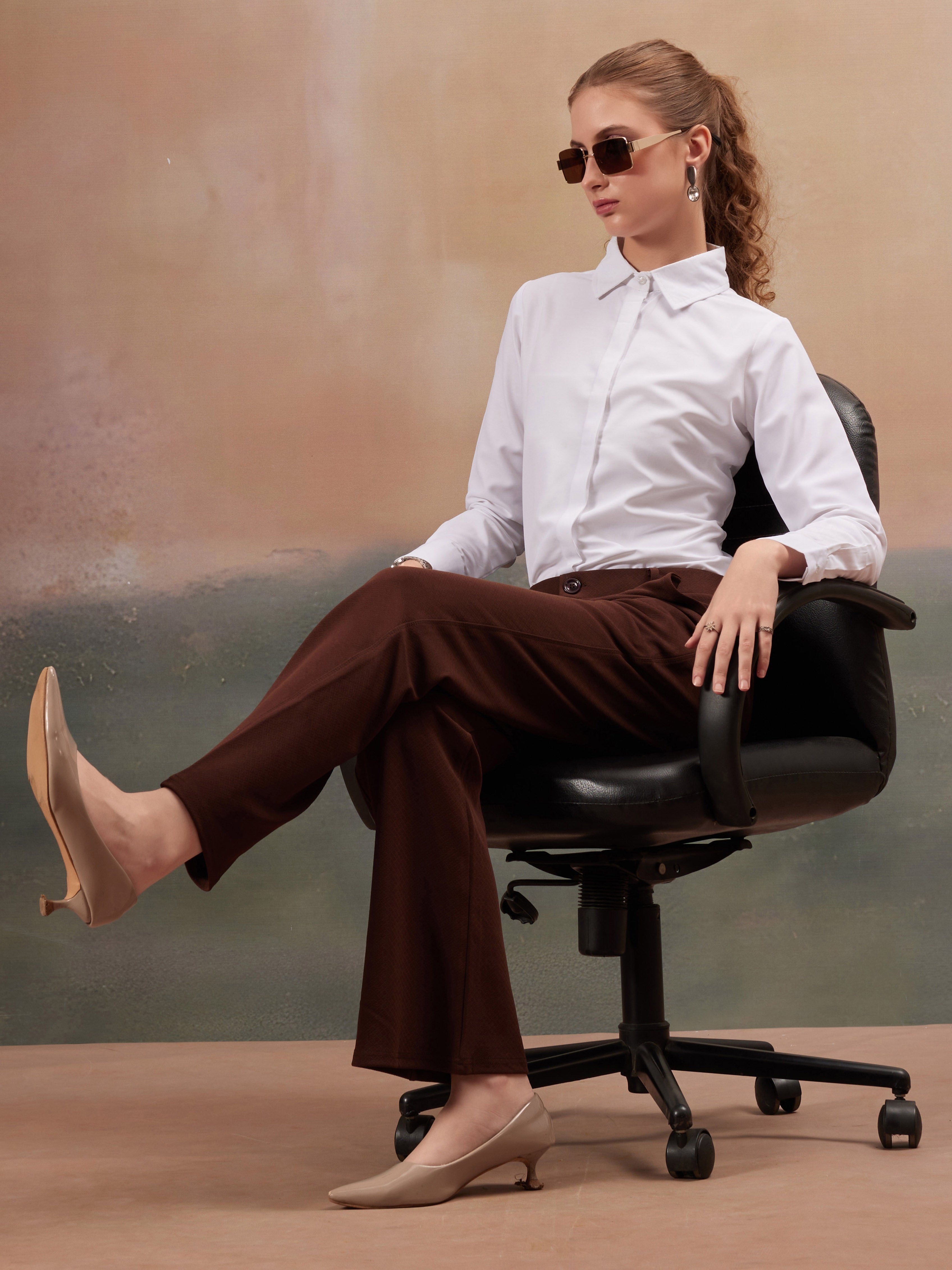 women regular fit high rise bootcut trousers copy 2