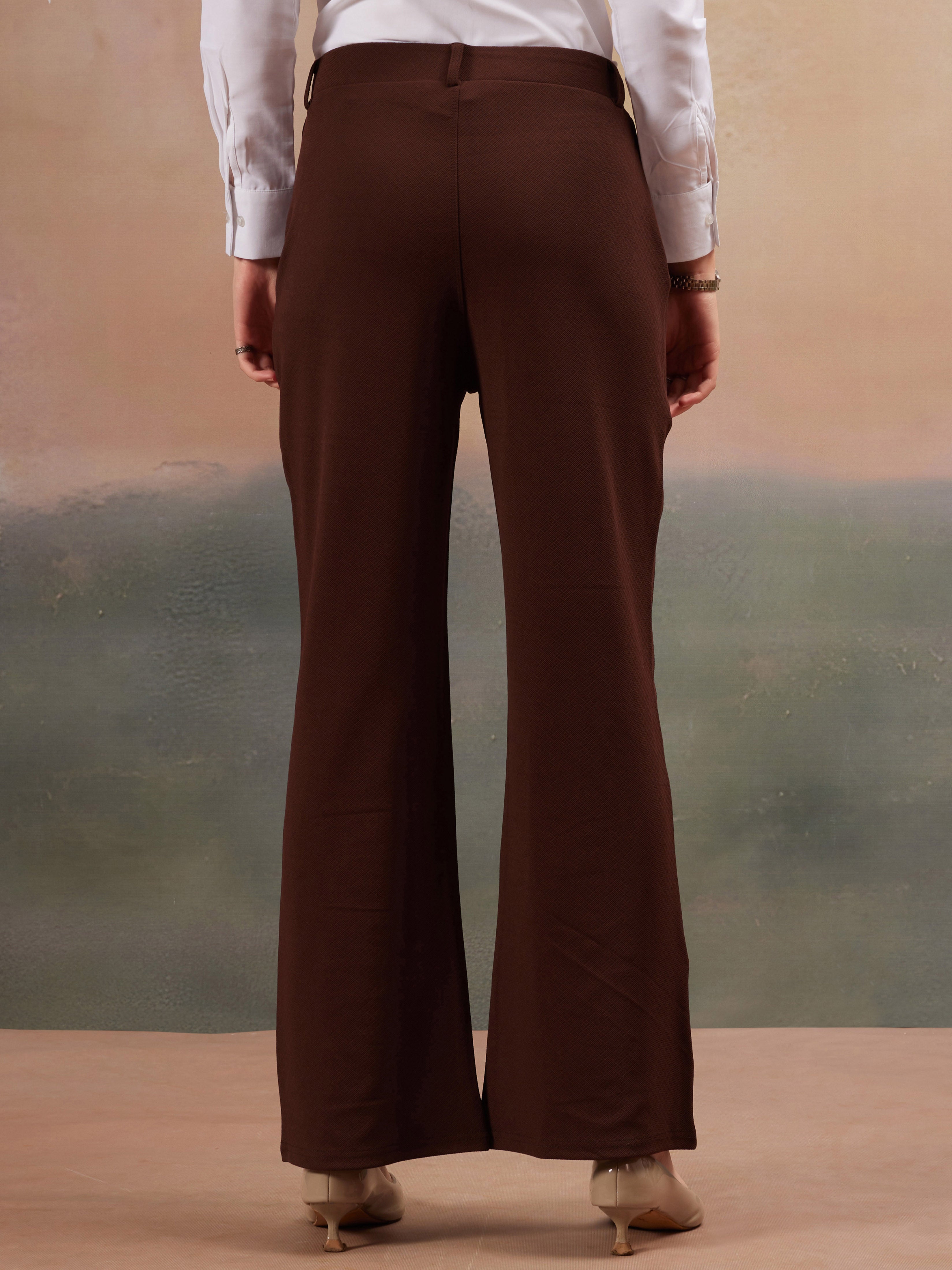 women regular fit high rise bootcut trousers copy 2
