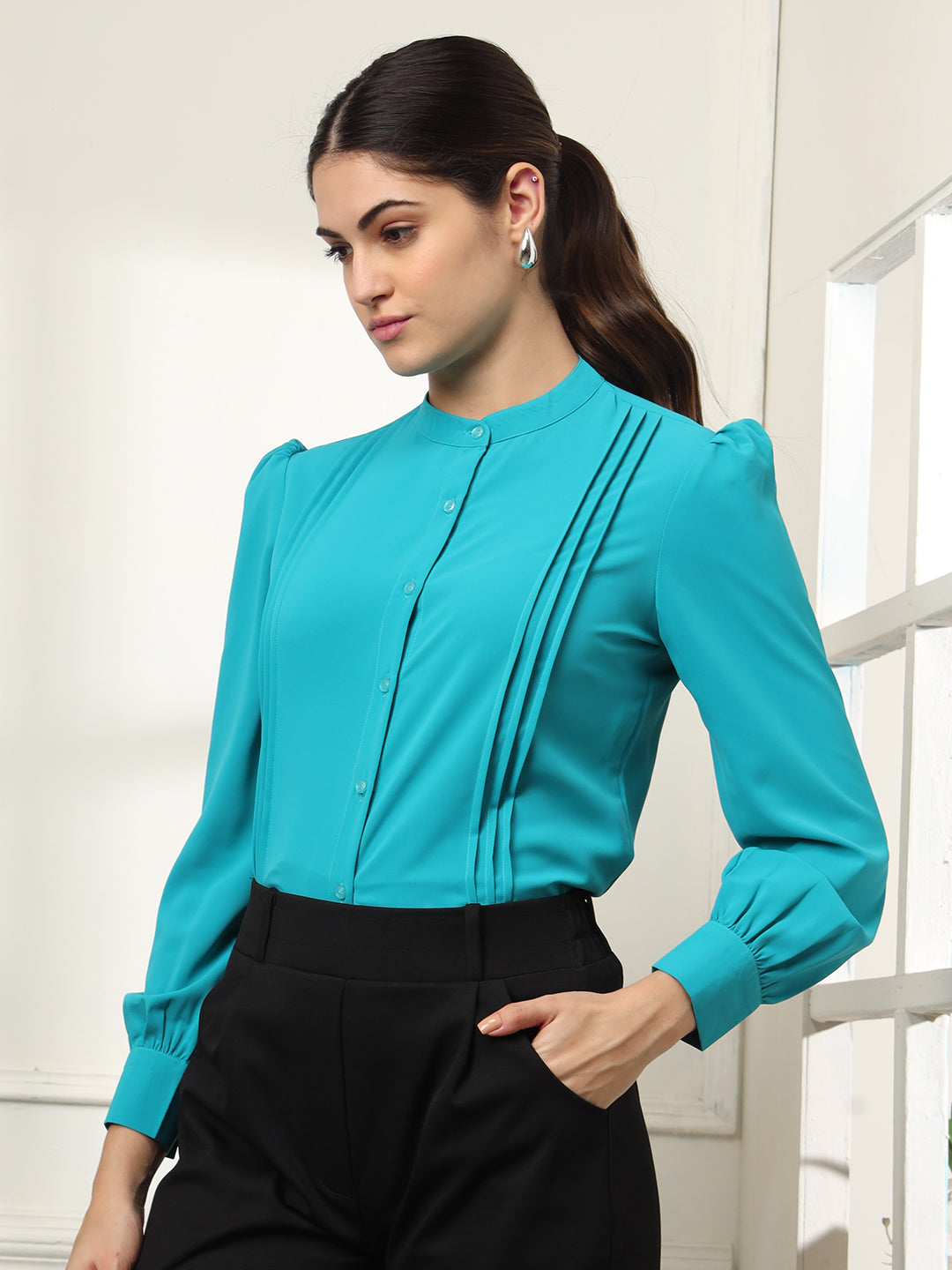 womens pleated formal shirts 4