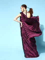 Tikhi Imli - Burgundy Accordion Pleated Ready to Wear Saree