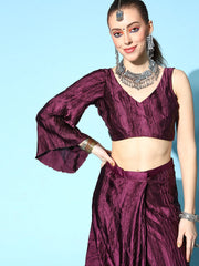 Tikhi Imli - Burgundy Accordion Pleated Ready to Wear Saree