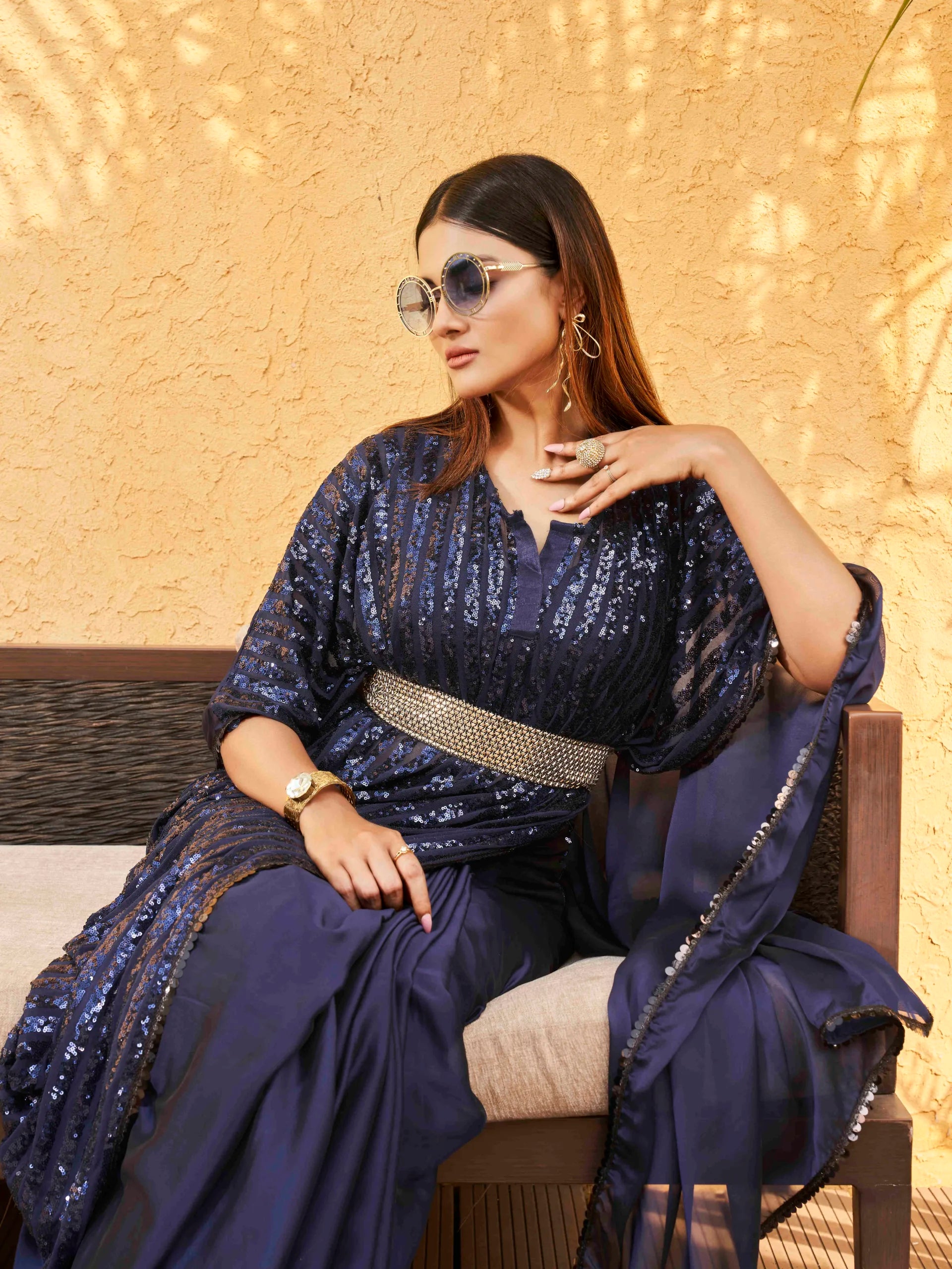 Embellished Kaftan Saree Prasha Lifestyle