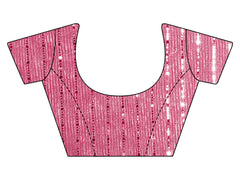 Tikhi Imli - Ready To Wear Pink Lycra Foil Saree with Unstitched Blouse