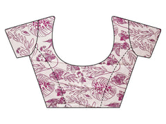 Tikhi Imli - Two ways wearable cream and violet colored digital printed floral satin saree with tassles
