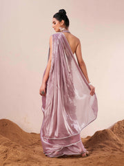 Tikhi Imli - Lavendar colored fancy designer saree with moti lace on shoulder portion