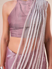 Tikhi Imli - Lavendar colored fancy designer saree with moti lace on shoulder portion
