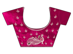 Tikhi Imli - Rani colored zari embroidered saree