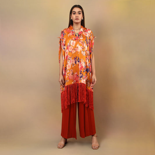 TAMISKA - Printed kaftan with tassels