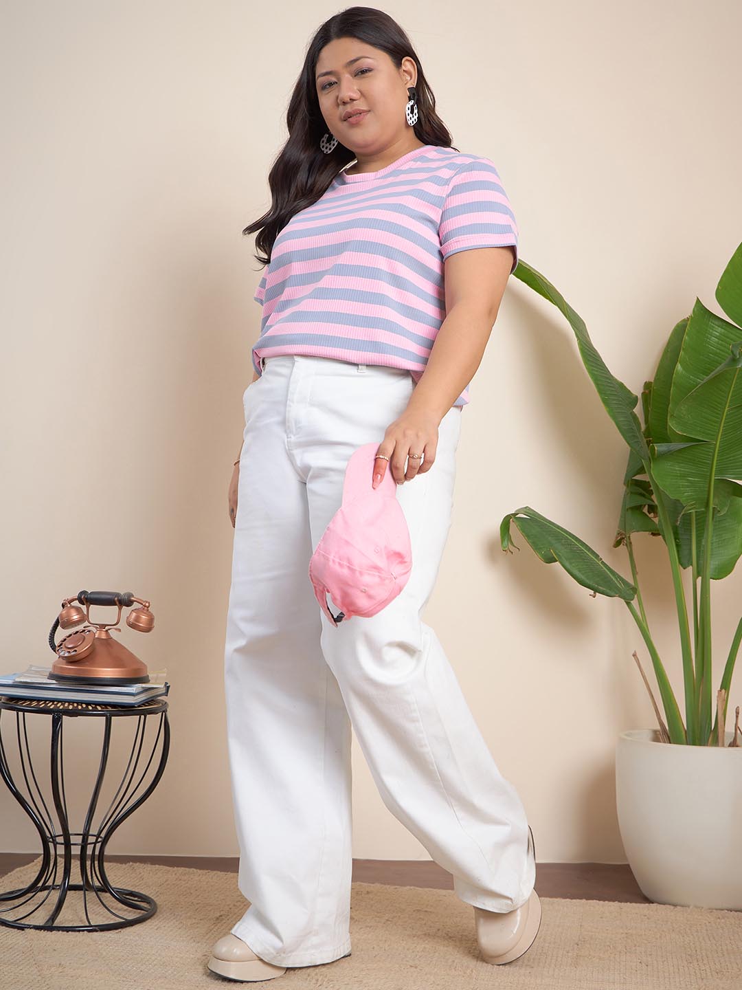 Striped rib top