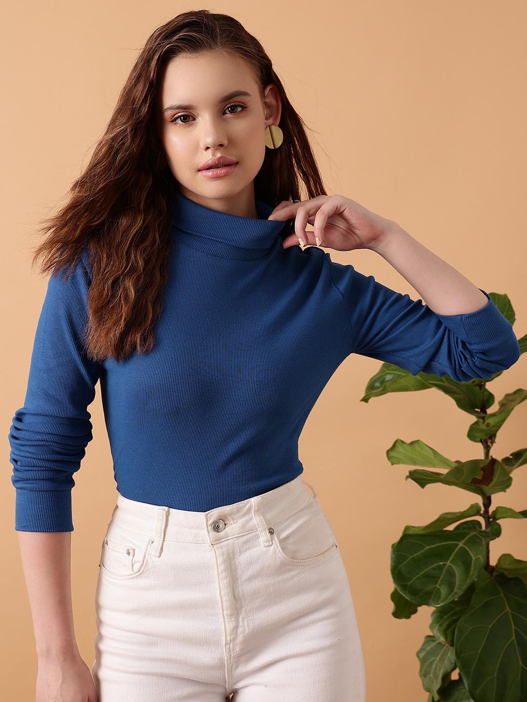 Rib High Neck Top