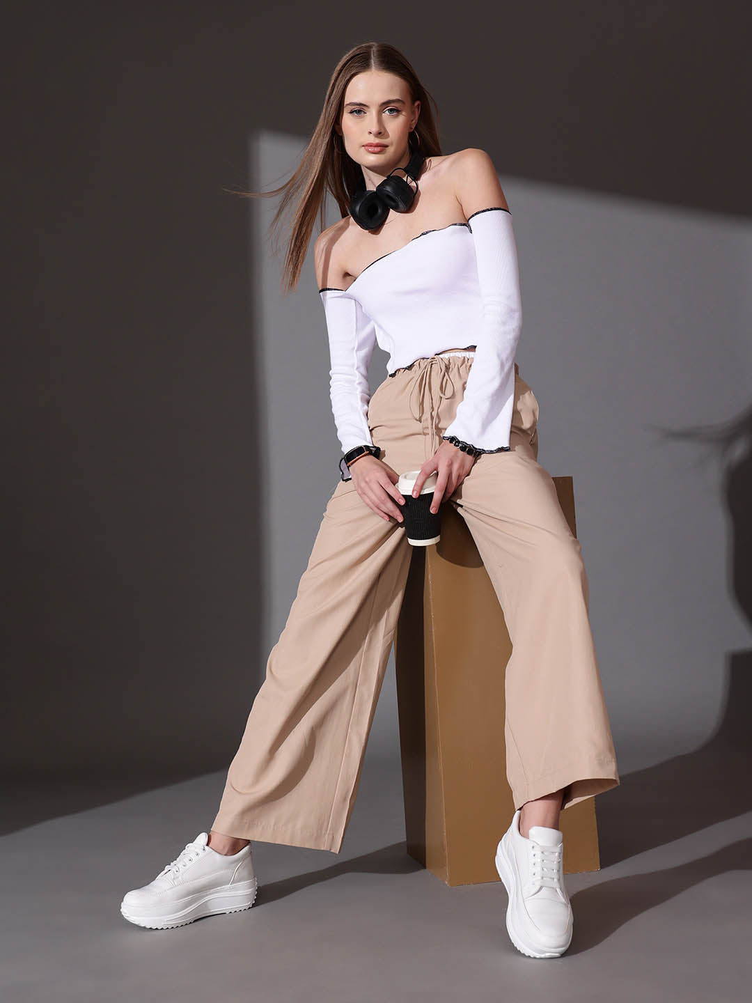 Contrast waist Trouser