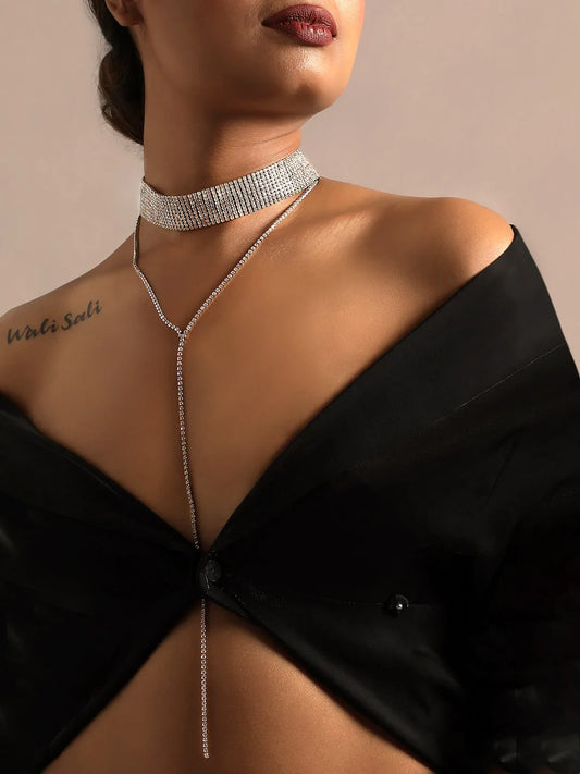 SOHI - Silver Plated Women Multi Layered Harness Body Chain Necklace