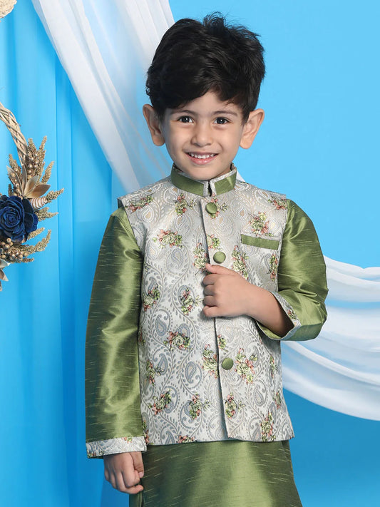 Vastramay - Boys' Green Nehru Jacket