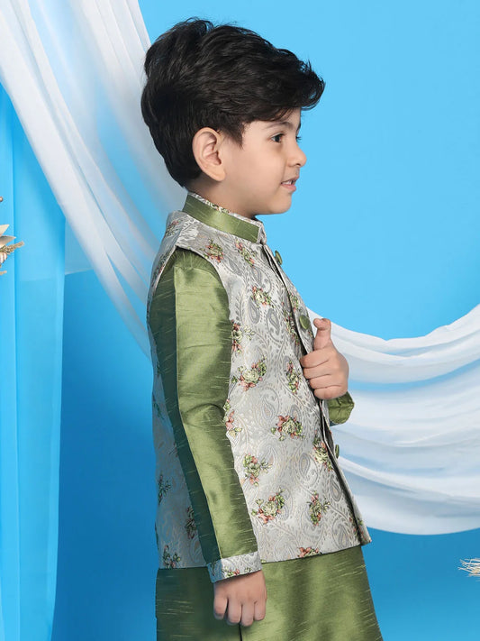 Vastramay - Boys' Green Nehru Jacket