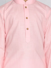 Vastramay - Boys' Pink And White Kurta Pyjama Set