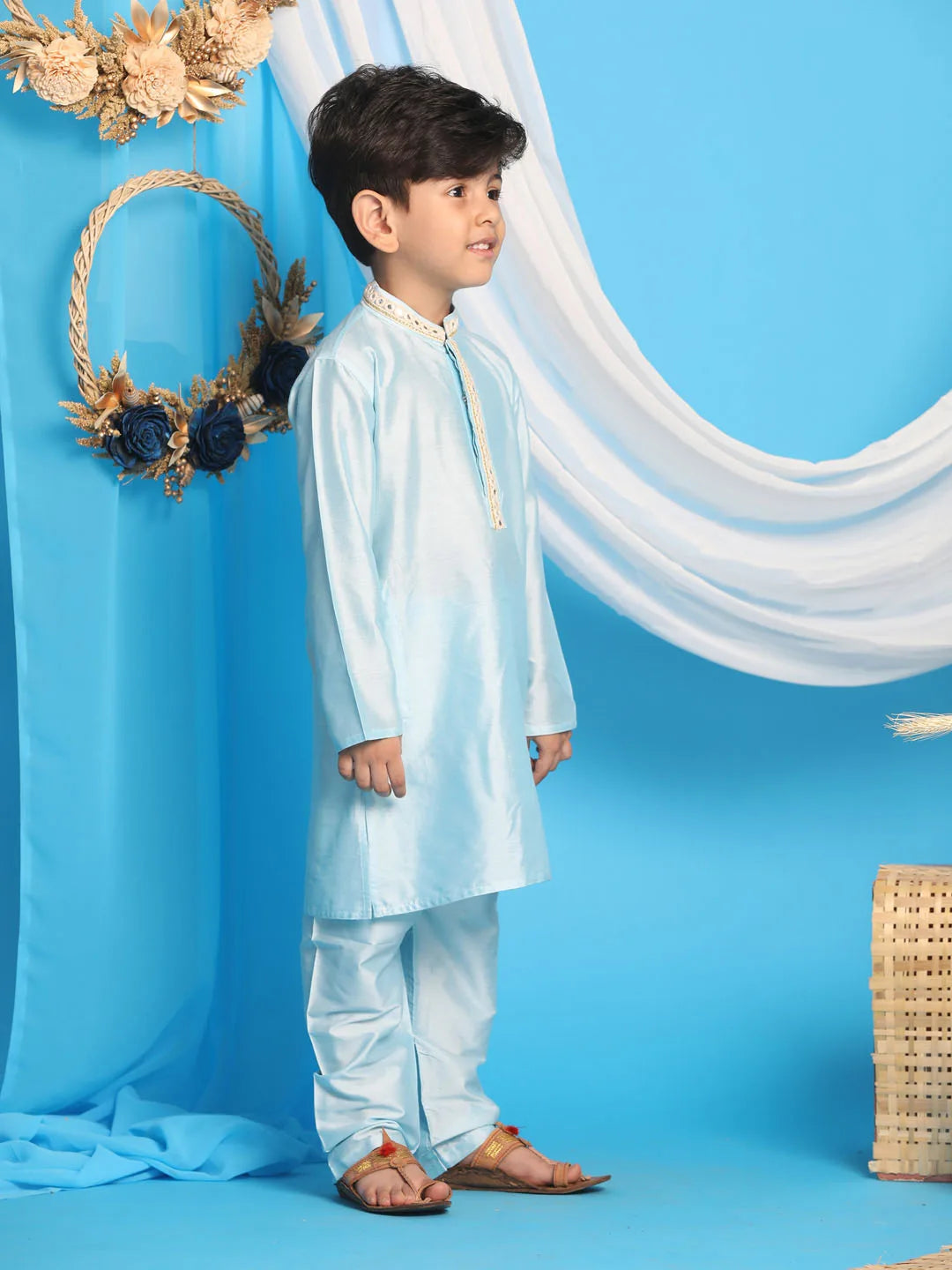 Vastramay - Boys' Aqua Kurta And Pyjama