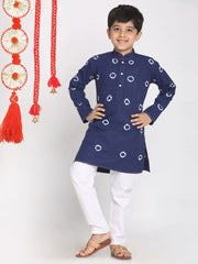 Vastramay - Boys' Blue And White Kurta Pyjama Set