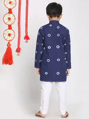 Vastramay - Boys' Blue And White Kurta Pyjama Set
