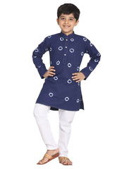 Vastramay - Boys' Blue And White Kurta Pyjama Set