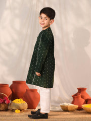 Vastramay - Boys' Bottle Green Kurta Pyjama Set