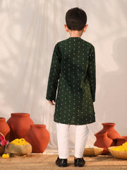 Vastramay - Boys' Bottle Green Kurta Pyjama Set