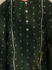Vastramay - Boys' Bottle Green Kurta Pyjama Set