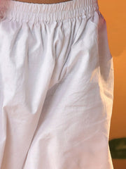 Vastramay - Infant Boys' Pink And White Cotton Kurta and Pyjama Set