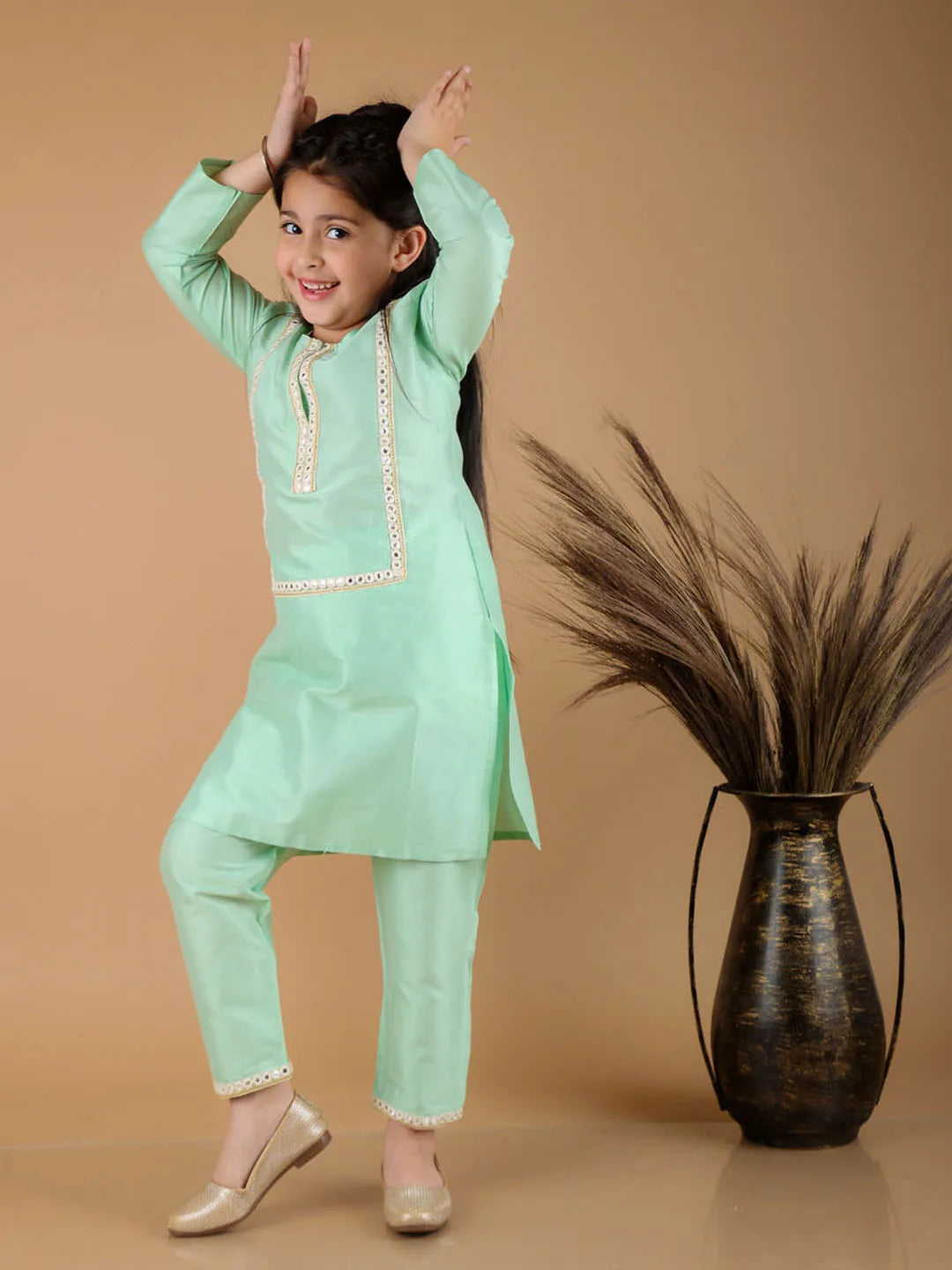Mirror Work Viscose Kurta And Pant Set