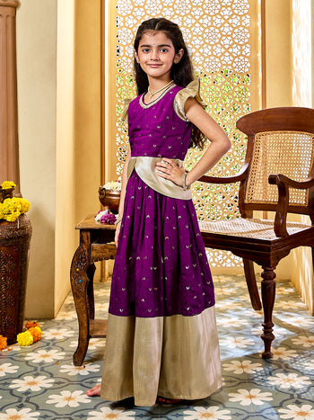VASTRAMAY - Girls' Purple Lehenga Set