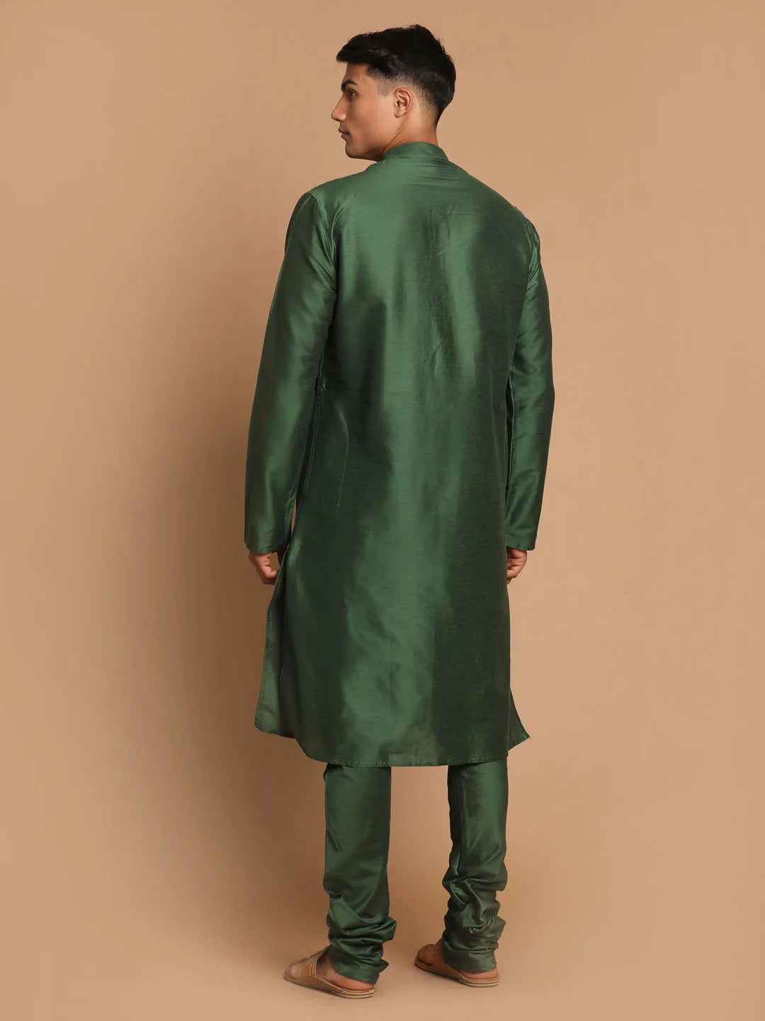 Vastramay - Men's Green Cotton Blend Kurta Only