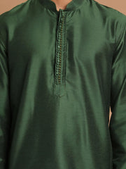 Vastramay - Men's Green Cotton Blend Kurta Pyjama Set