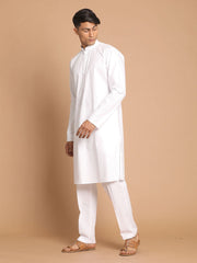 Vastramay - Men's White Pure Cotton Kurta Pyjama Set