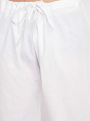 VASTRAMAY Men's White Cotton Blend Pathani Suit Set