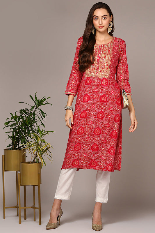 pink-viscose-rayon-bandhani-straight-kurta-vck9548