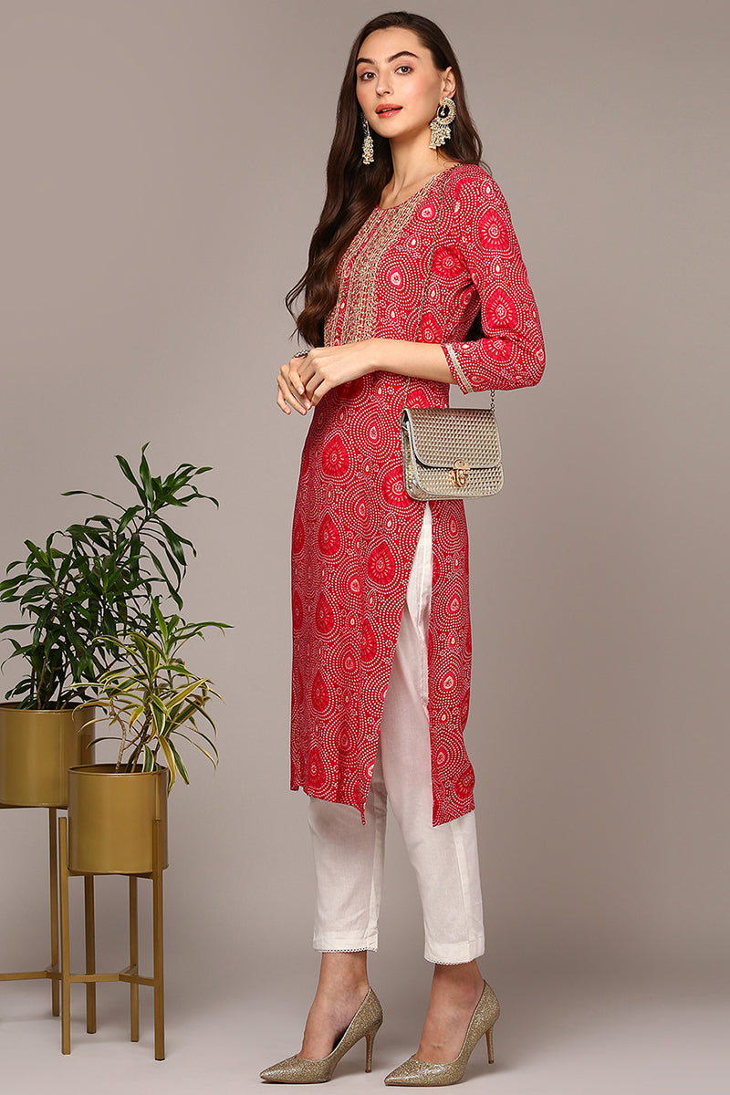 pink-viscose-rayon-bandhani-straight-kurta-vck9548