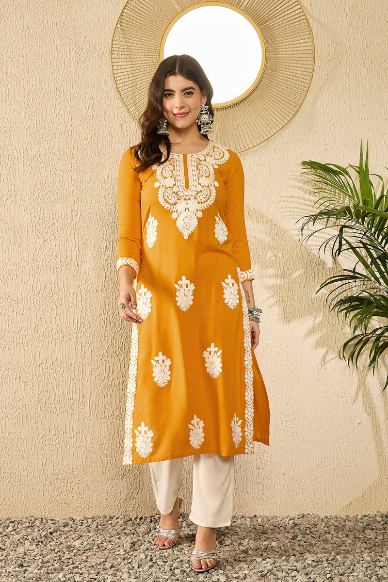 yellow-viscose-rayon-embroidered-straight-kurta-vck9783