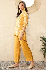 mustard rayon blend floral printed co ord sets
