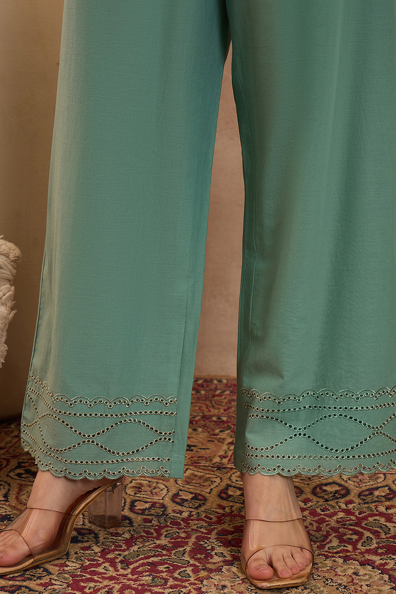 blue pure cotton embroidered straight coord sets