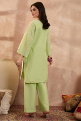 green pure cotton embroidered scalloped coord sets
