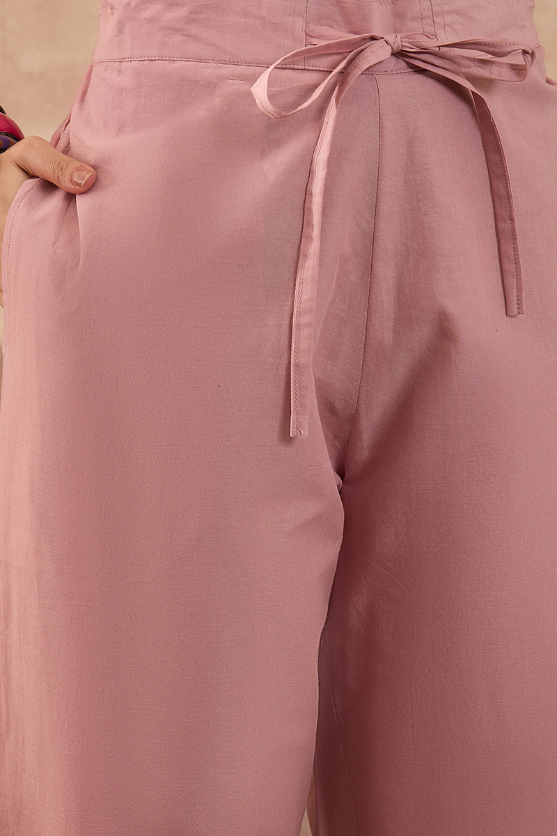 pink pure cotton embroidered straight coord sets