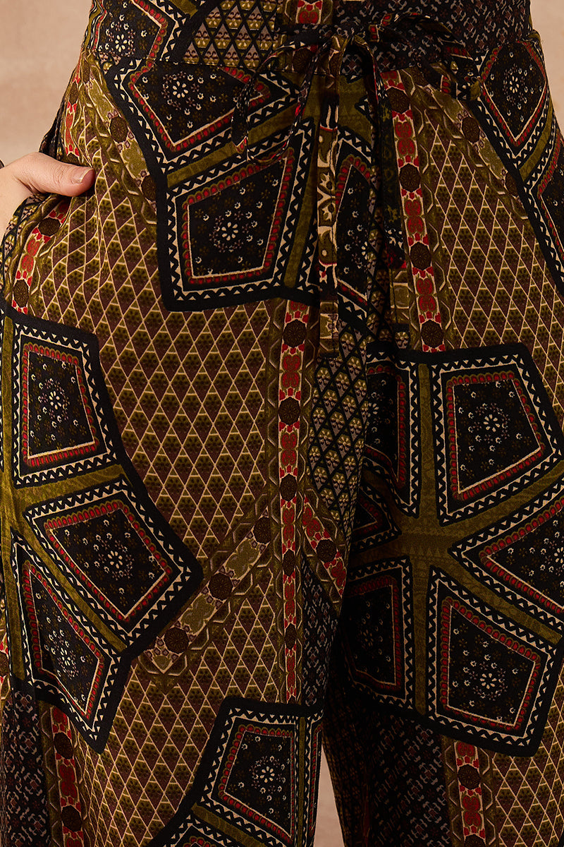 Green Viscose Rayon Printed Straight Coord Sets
