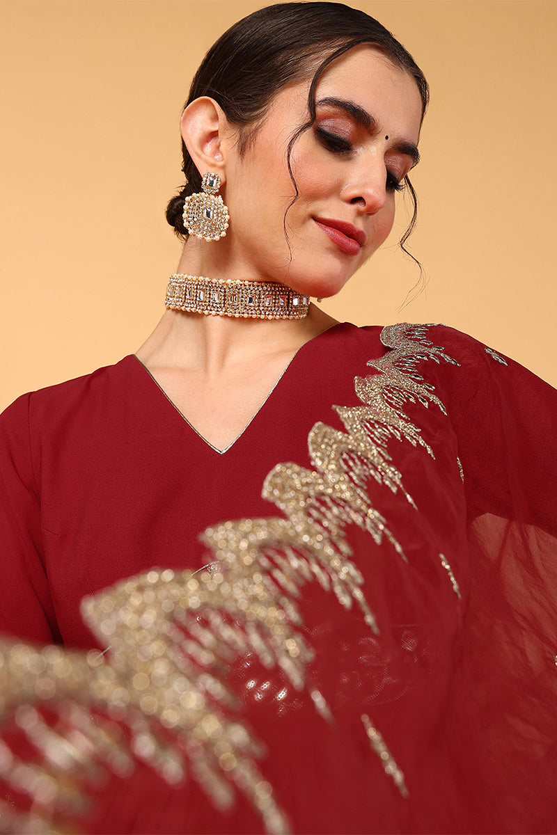 red-georgette-embroidered-zari-work-flared-kurta-set-vkset1485