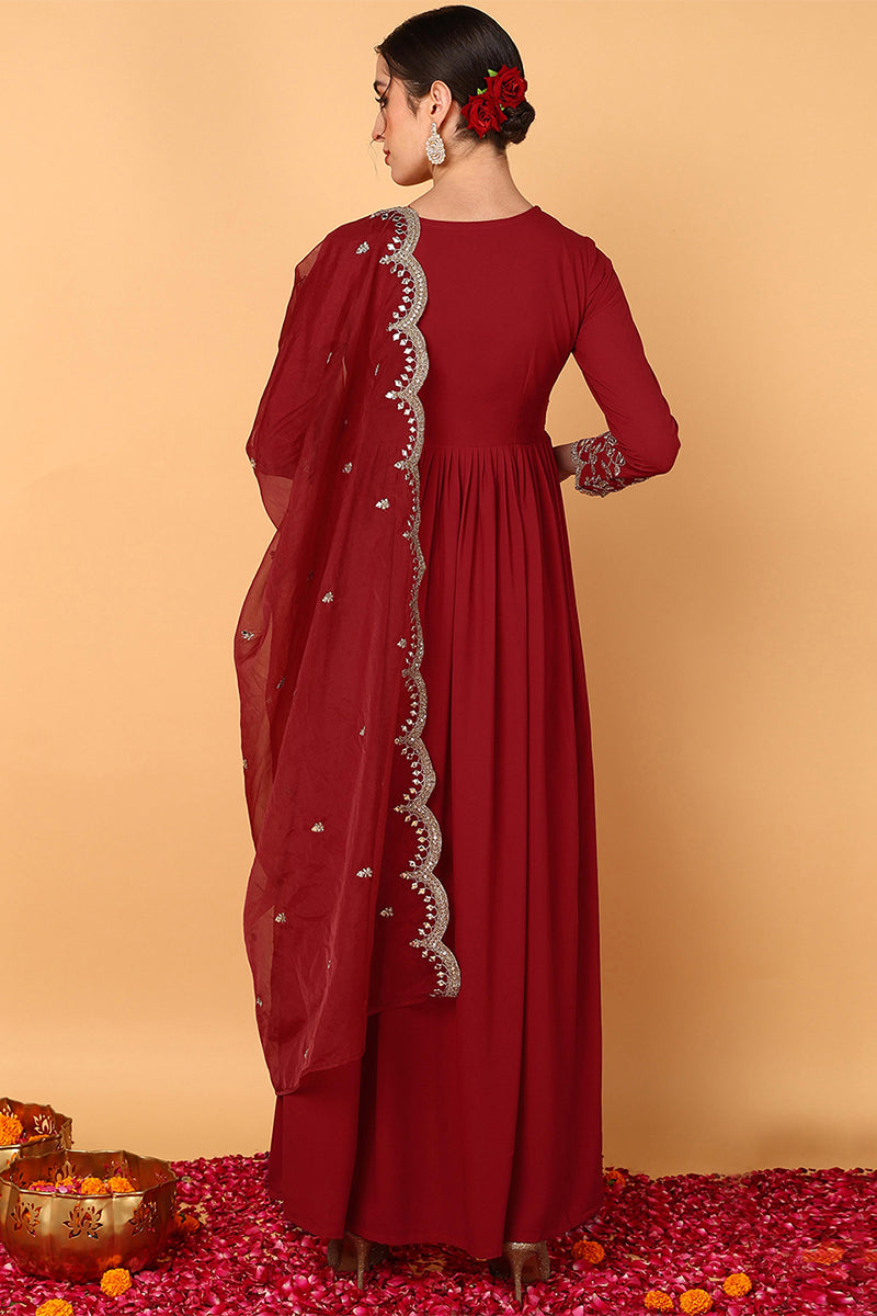 plus-size-red-georgette-embroidered-zari-work-flared-kurta-set-vkset1485